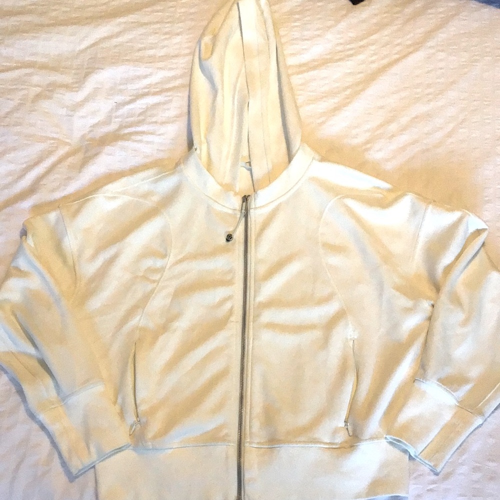 Lululemon, Women's Size 6, White Full-Zip Hooded Jacket, Ring Neck, Zip Pockets